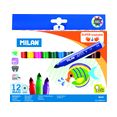 Filctoll készlet MILAN 649 Maxi, 12 különböző szín, 7,5 mm-es hegy, hengeres test