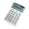 Asztali számológép MILAN 40920, 12 számjegyes, napelem + gombelem, fehér színű
